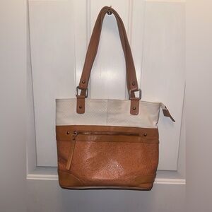 GREAT AMERICAN Leather Works Womens Cream Tan Leather Shoulder Purse bag